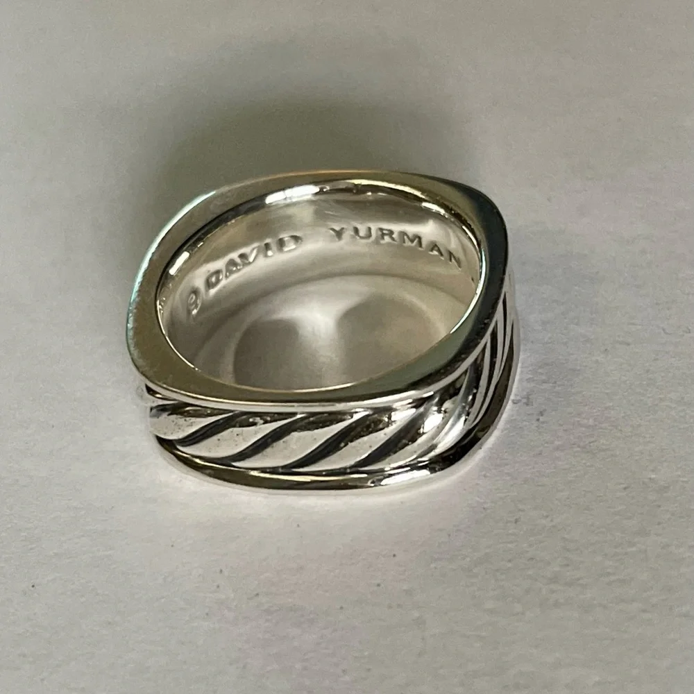 David Yurman Cable Sculpture Square Band Ring, Sterling Silver Size 12.5